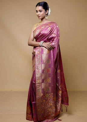 Pink Tissue Silk Saree With Blouse Piece