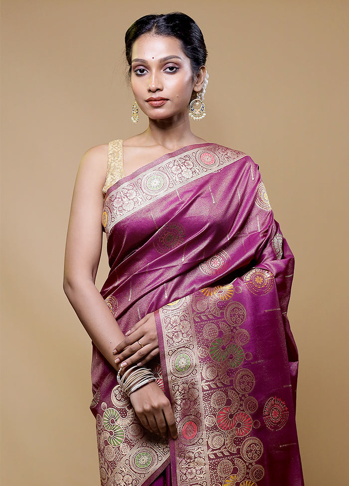 Purple Tissue Silk Saree With Blouse Piece