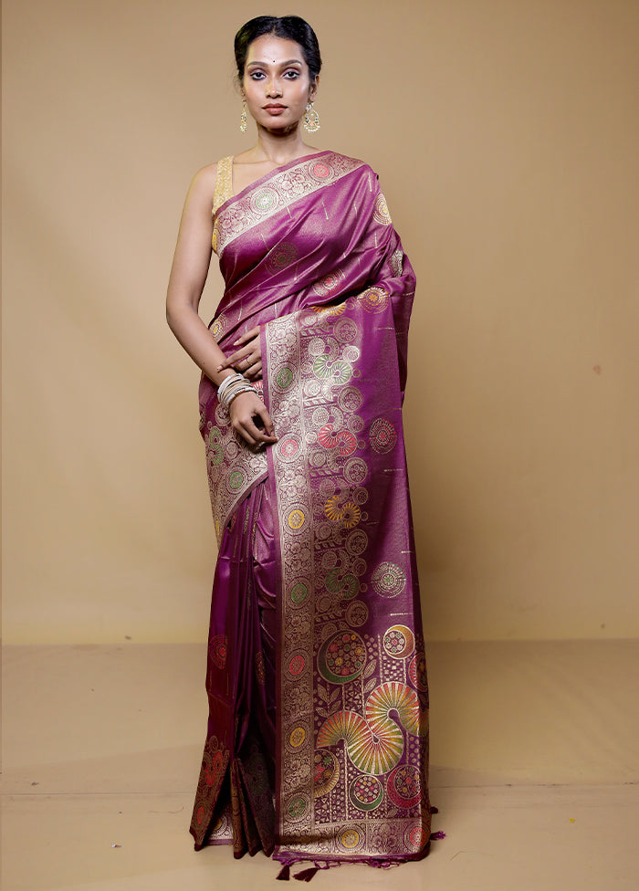 Purple Tissue Silk Saree With Blouse Piece