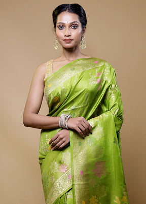 Green Tissue Silk Saree With Blouse Piece