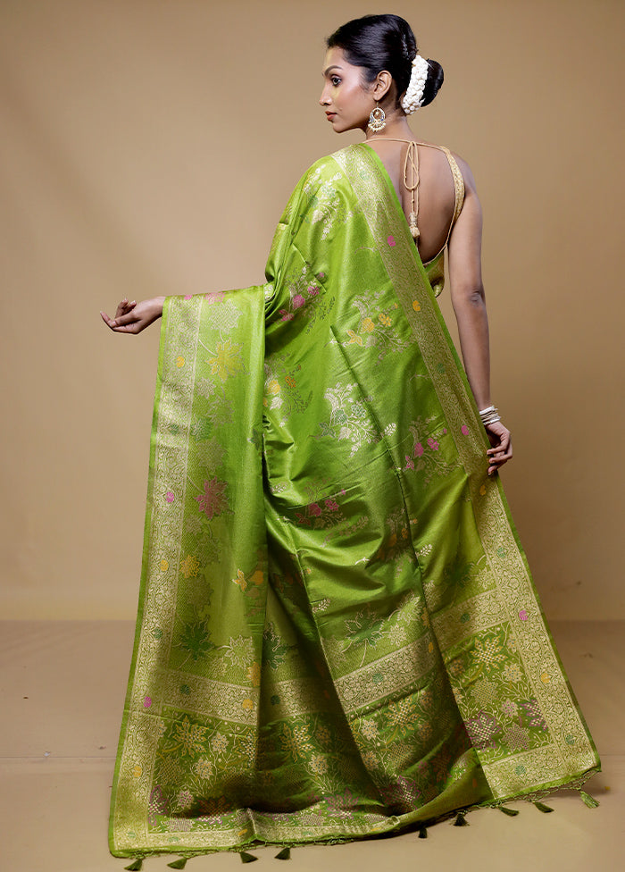 Green Tissue Silk Saree With Blouse Piece