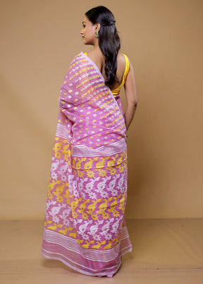 Pink Tant Jamdani Saree Without Blouse Piece