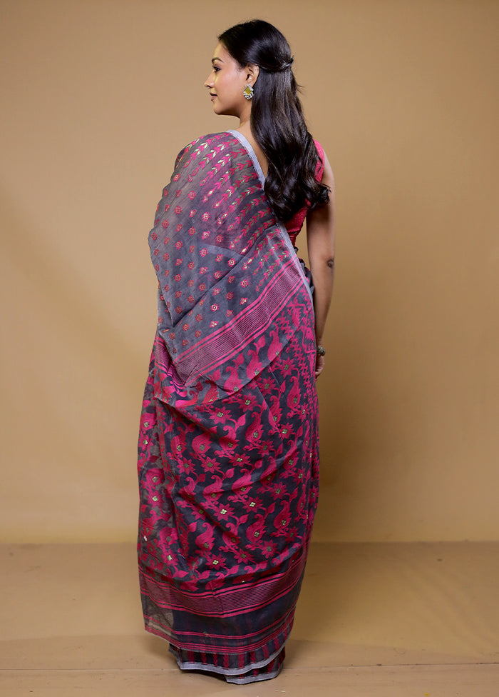 Grey Tant Jamdani Saree Without Blouse Piece