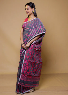 Grey Tant Jamdani Saree Without Blouse Piece