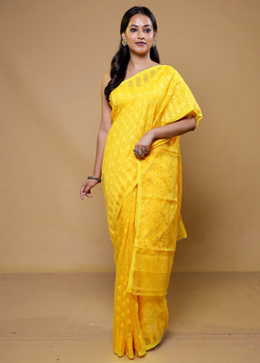 Yellow Tant Jamdani Saree Without Blouse Piece