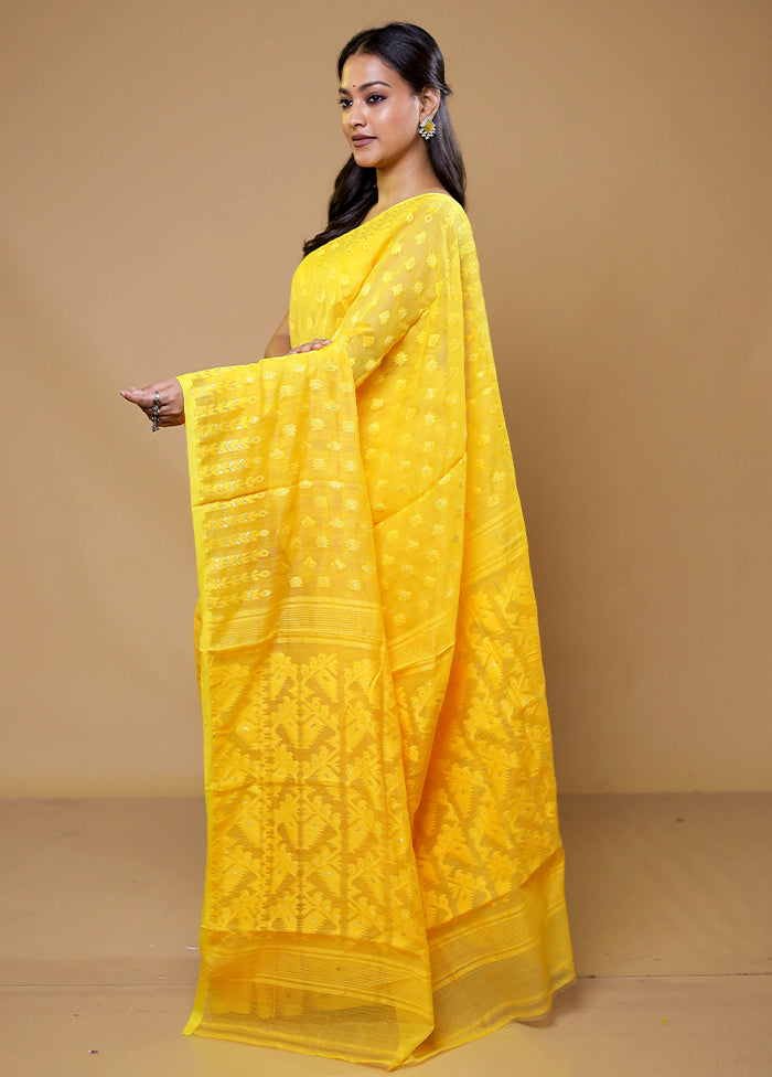 Yellow Tant Jamdani Saree Without Blouse Piece