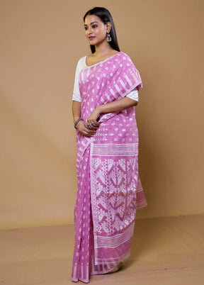 Purple Tant Jamdani Saree Without Blouse Piece