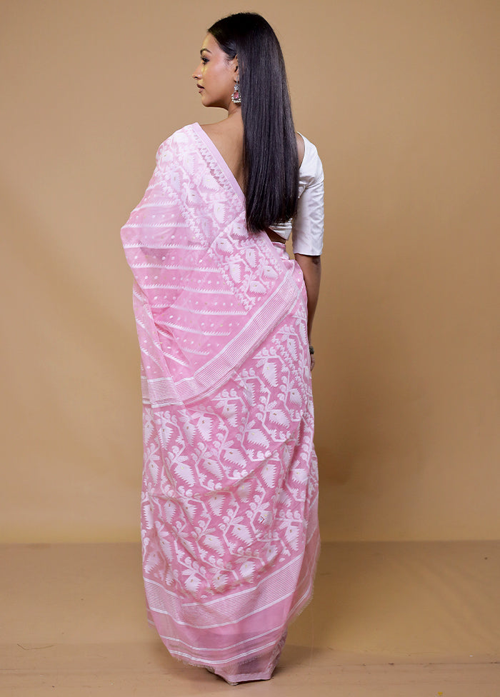 Purple Tant Jamdani Saree Without Blouse Piece