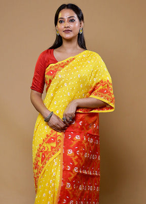 Yellow Tant Jamdani Saree Without Blouse Piece