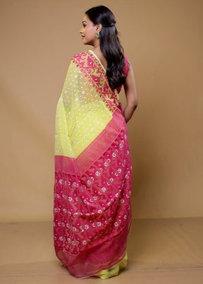 Yellow Tant Jamdani Saree Without Blouse Piece