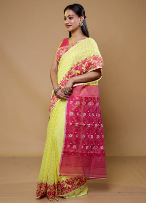 Yellow Tant Jamdani Saree Without Blouse Piece