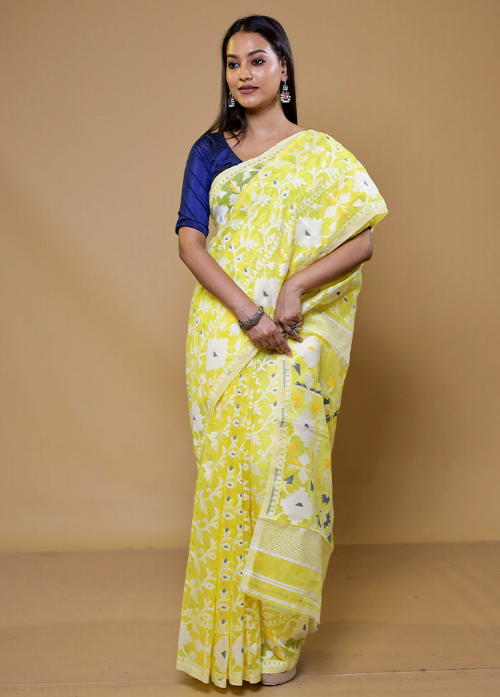 Yellow Tant Jamdani Saree Without Blouse Piece