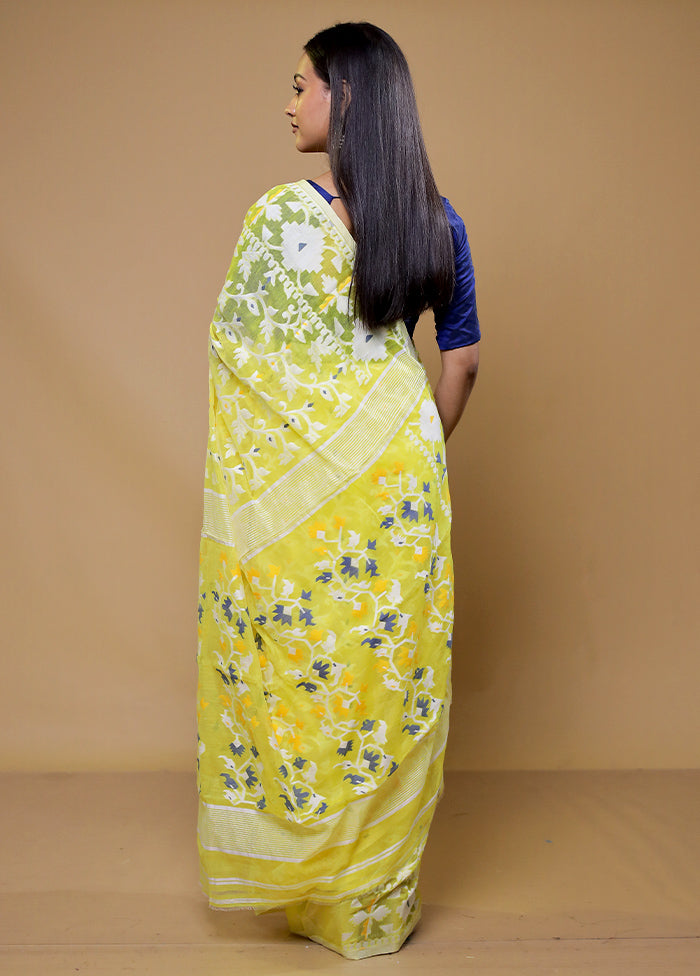 Yellow Tant Jamdani Saree Without Blouse Piece