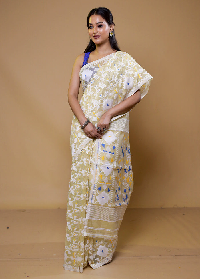 Yellow Tant Jamdani Saree Without Blouse Piece