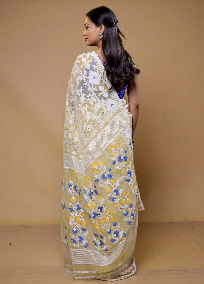 Yellow Tant Jamdani Saree Without Blouse Piece