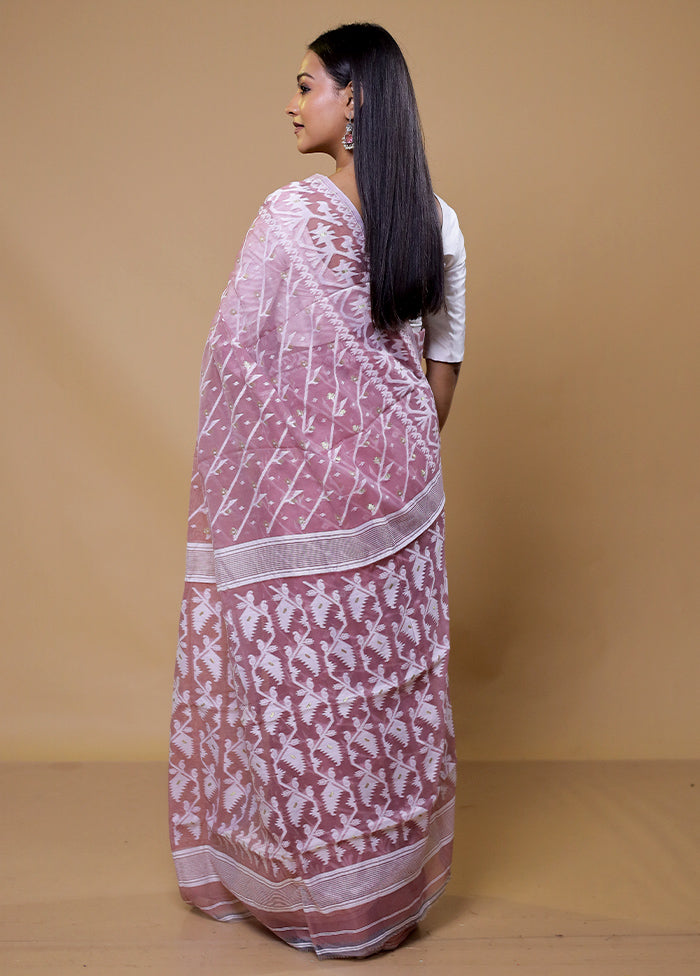 Purple Tant Jamdani Saree Without Blouse Piece