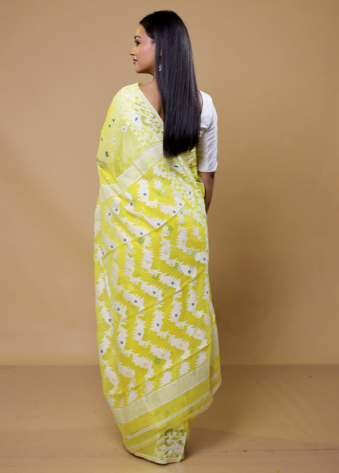 Yellow Tant Jamdani Saree Without Blouse Piece