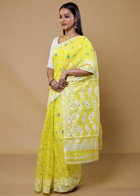 Yellow Tant Jamdani Saree Without Blouse Piece