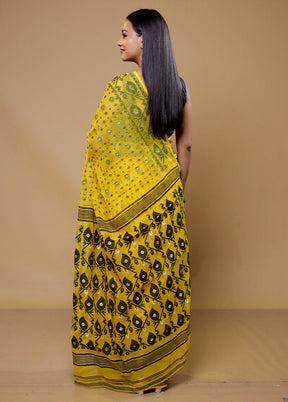 Yellow Tant Jamdani Saree Without Blouse Piece