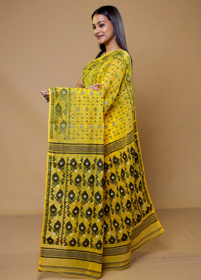 Yellow Tant Jamdani Saree Without Blouse Piece