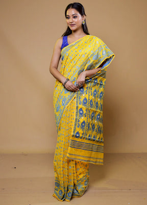 Yellow Tant Jamdani Saree Without Blouse Piece