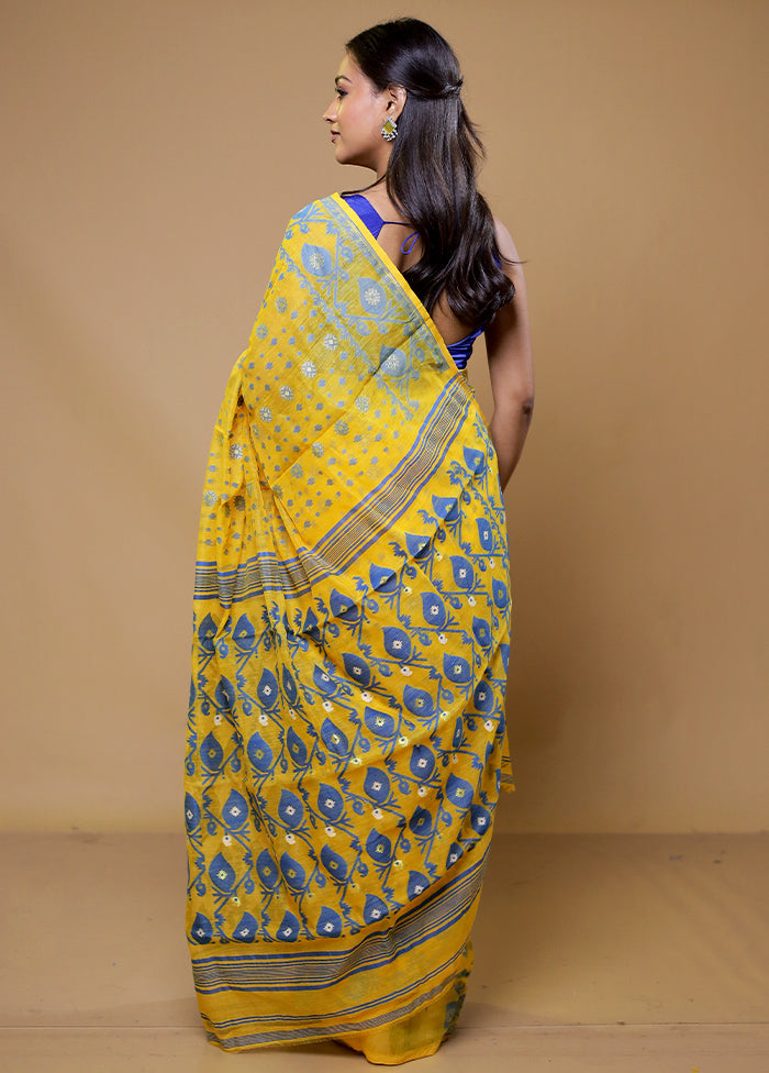 Yellow Tant Jamdani Saree Without Blouse Piece