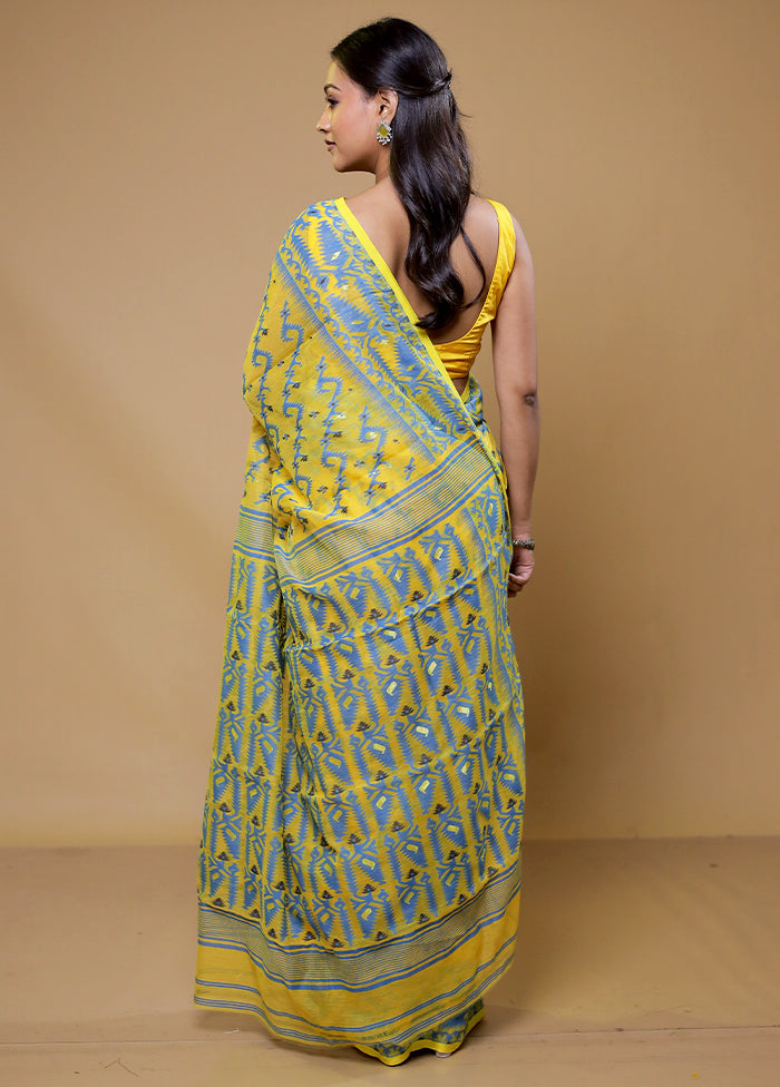 Yellow Tant Jamdani Saree Without Blouse Piece