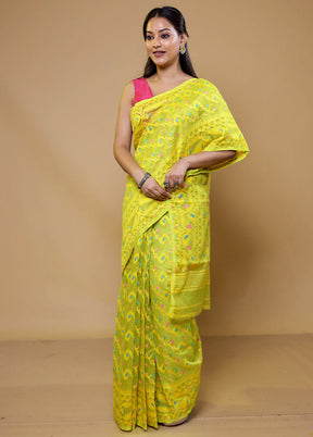 Yellow Tant Jamdani Saree Without Blouse Piece