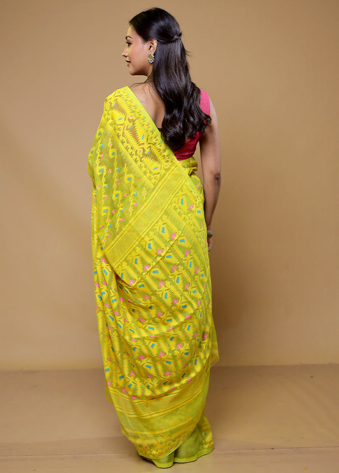 Yellow Tant Jamdani Saree Without Blouse Piece