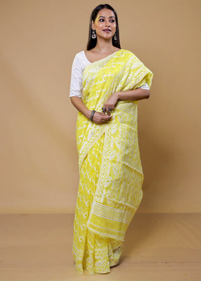 Yellow Tant Jamdani Saree Without Blouse Piece