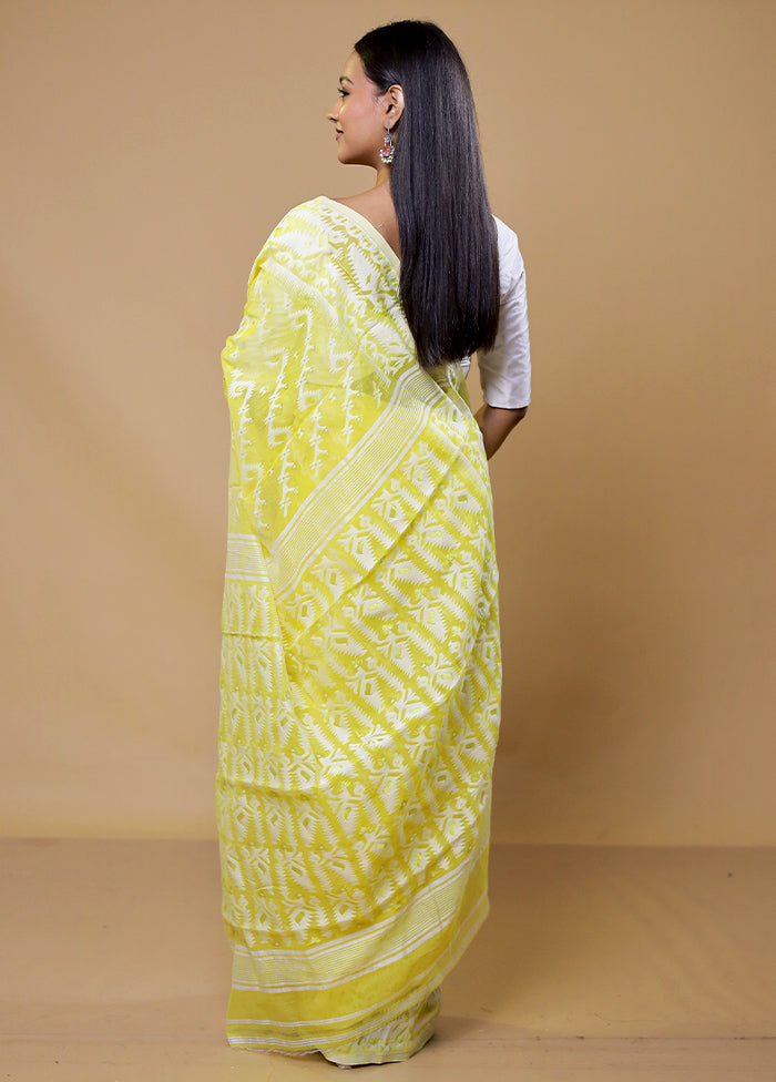 Yellow Tant Jamdani Saree Without Blouse Piece