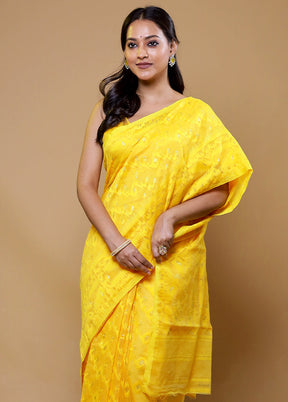 Yellow Tant Jamdani Saree Without Blouse Piece