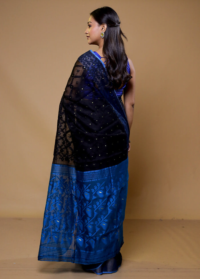 Black Tant Jamdani Saree Without Blouse Piece