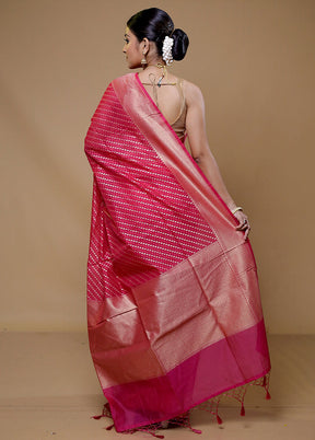 Pink Kora Silk Saree With Blouse Piece