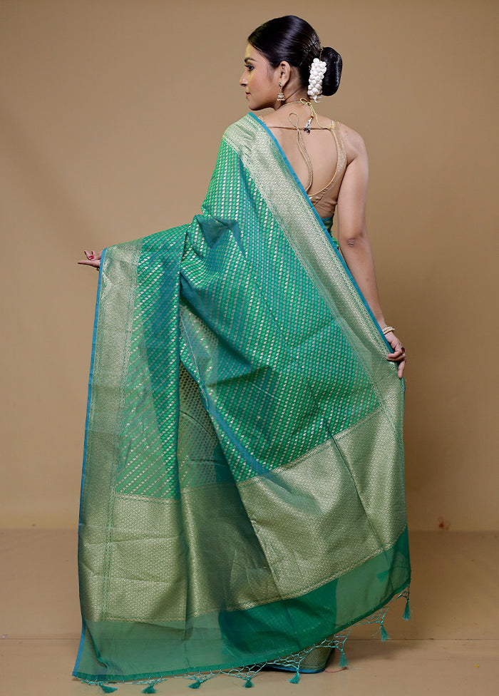 Green Kora Silk Saree With Blouse Piece