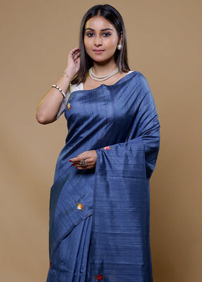 Blue Bishnupuri Stich Saree Without Blouse Piece