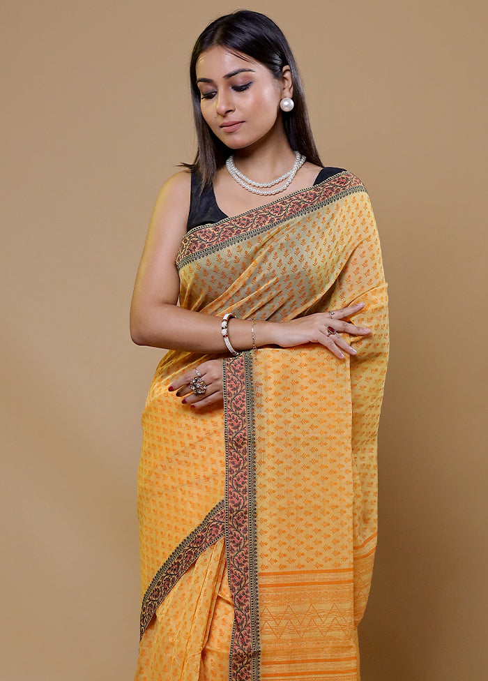 Yellow Kota Cotton Saree With Blouse Piece