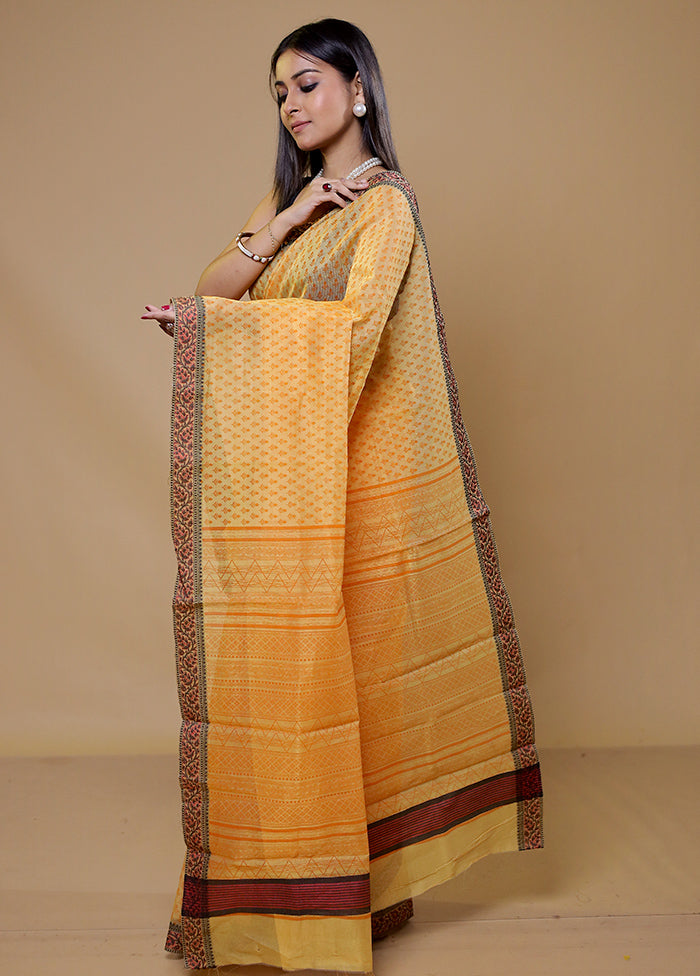 Yellow Kota Cotton Saree With Blouse Piece