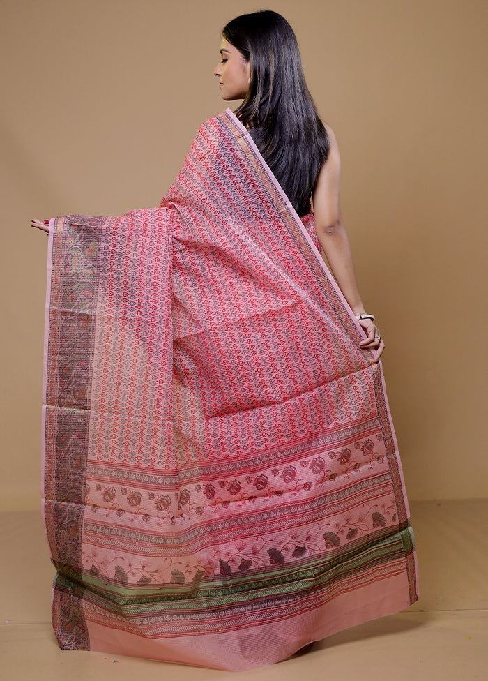 Pink Kota Cotton Saree With Blouse Piece