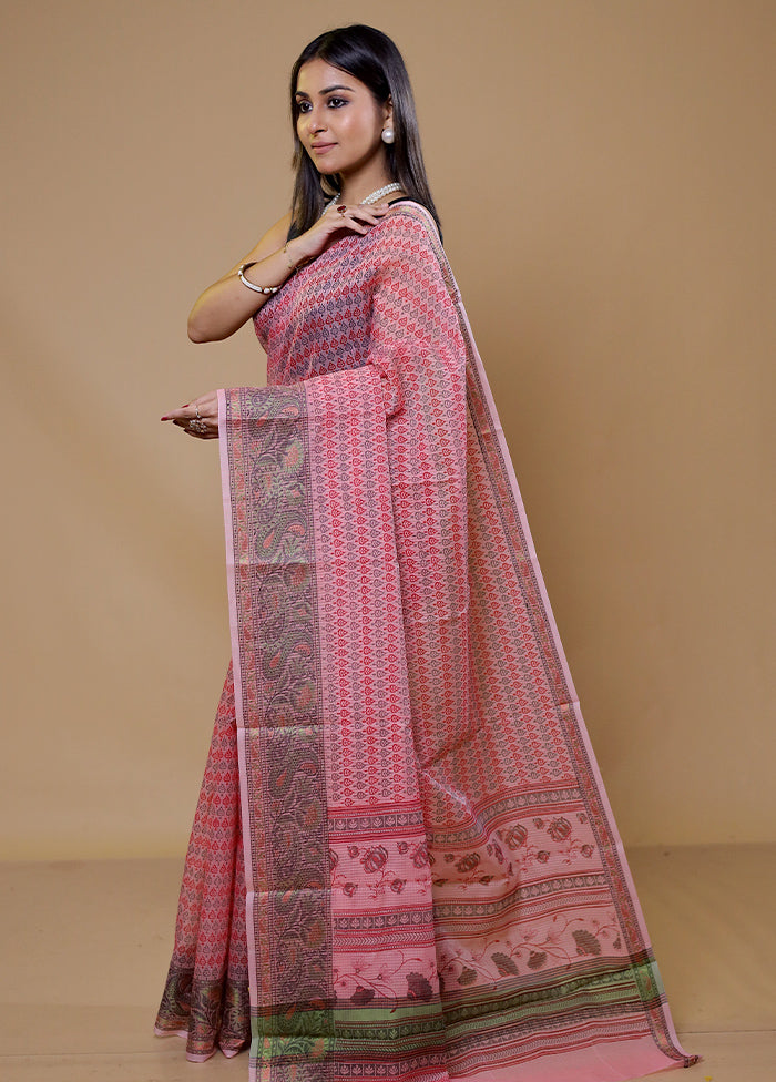 Pink Kota Cotton Saree With Blouse Piece