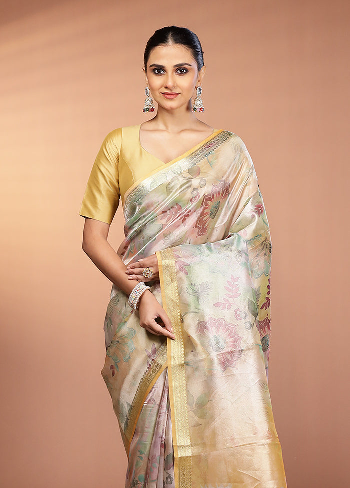 Multicolor Tissue Silk Saree With Blouse Piece