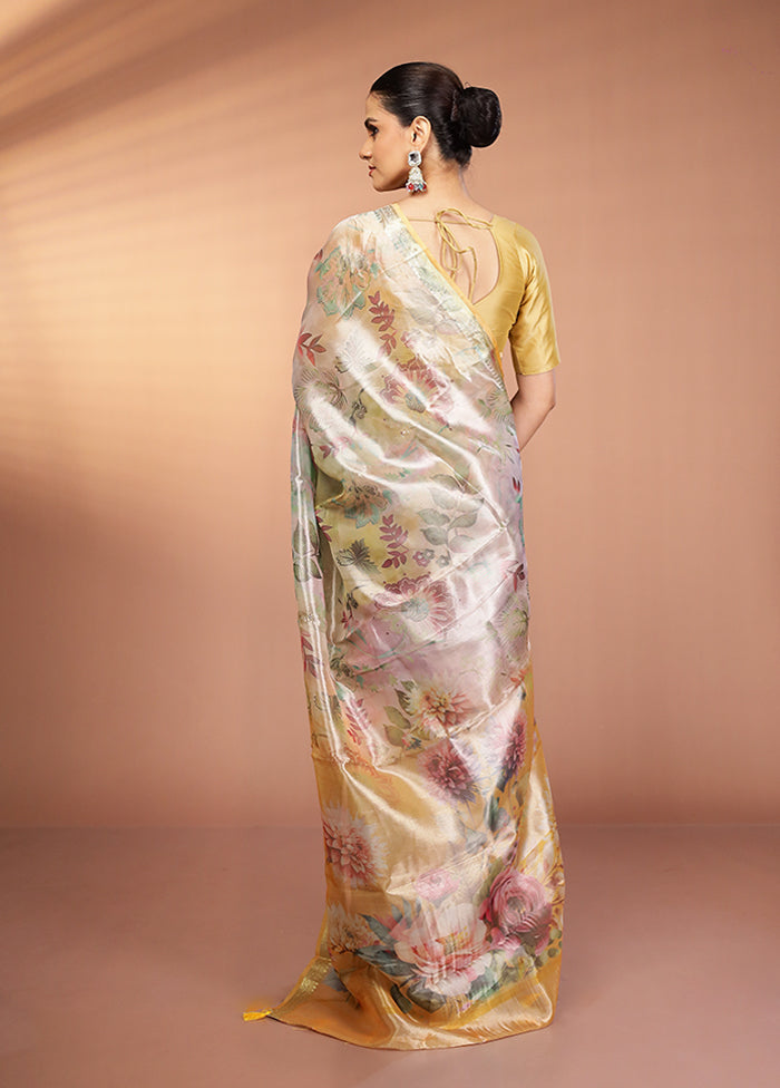 Multicolor Tissue Silk Saree With Blouse Piece