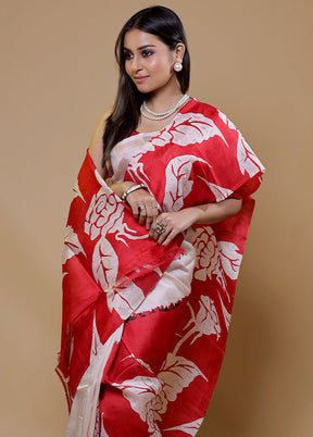 Pink Printed Pure Silk Saree Without Blouse Piece