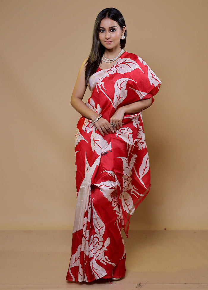 Pink Printed Pure Silk Saree Without Blouse Piece