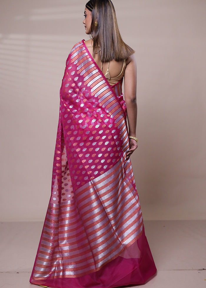 Pink Organza Saree With Blouse Piece