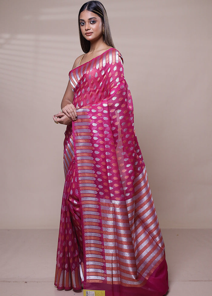 Pink Organza Saree With Blouse Piece