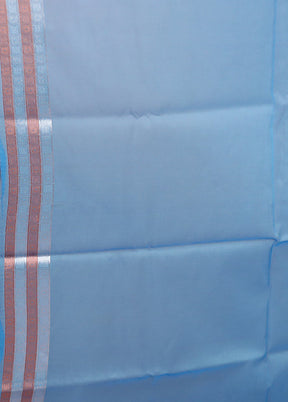 Blue Organza Saree With Blouse Piece