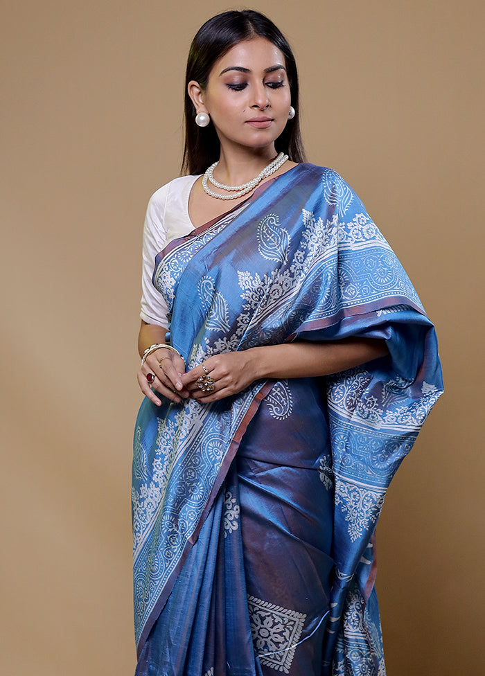 Blue Pure Bishnupuri Silk Saree Without Blouse Piece