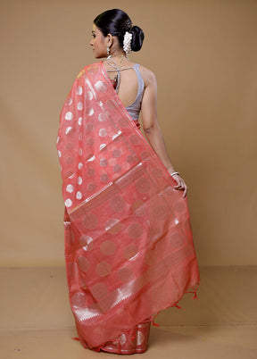 Pink Cotton Saree With Blouse Piece