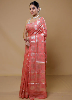 Pink Cotton Saree With Blouse Piece